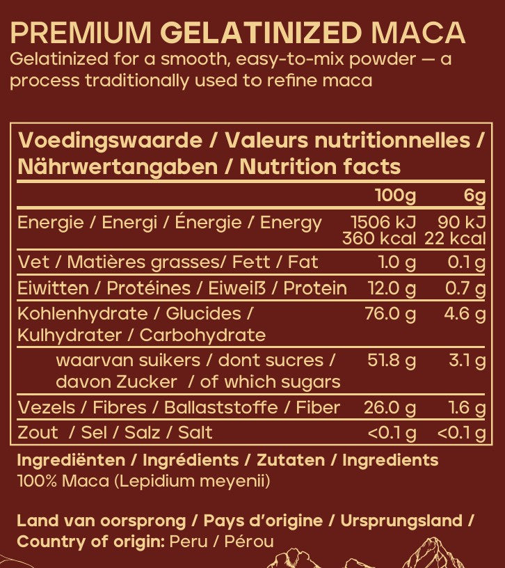 Biologisch Rode Gelatiniseerde Maca